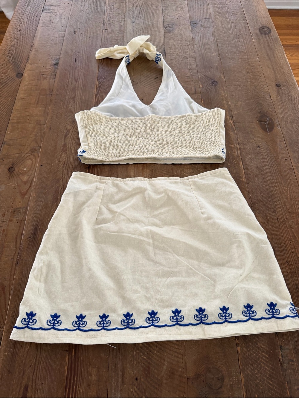 SHEIN Cream Woven Halter Top & Skirt Set - Picture 2 of 7
